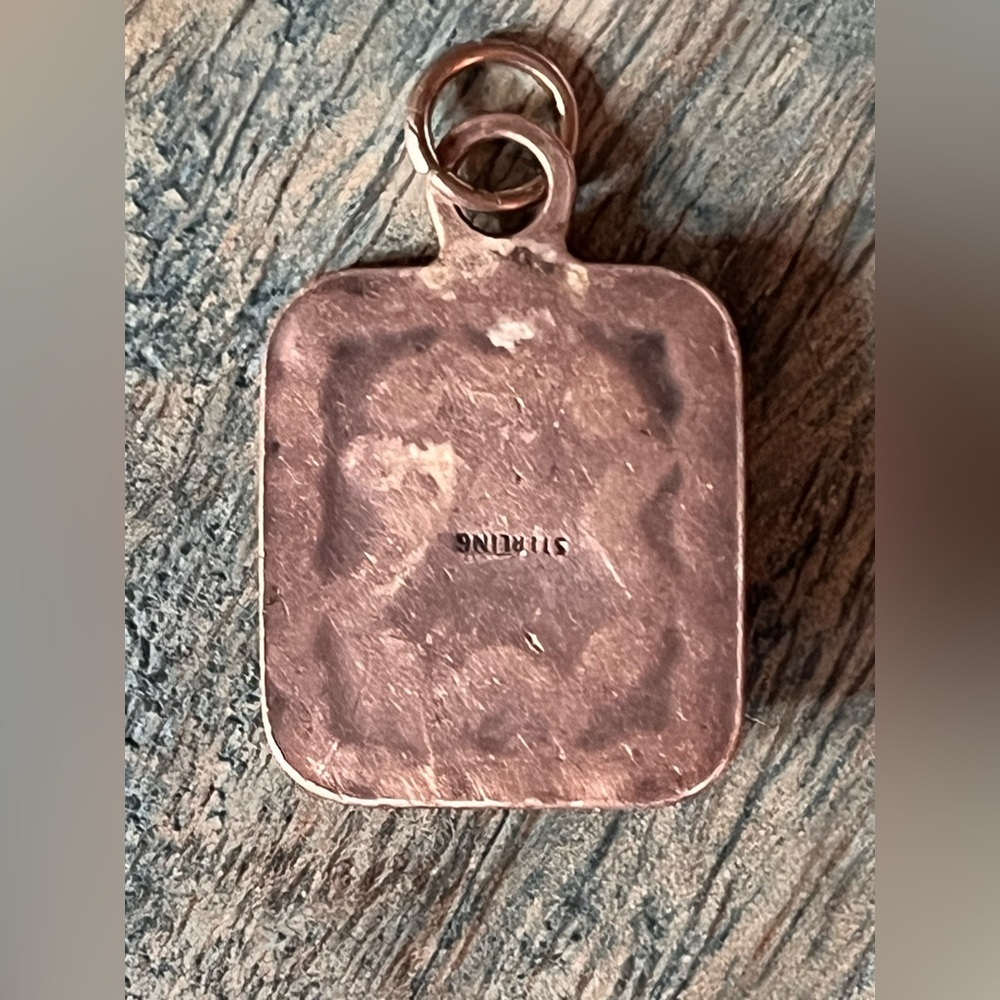 Vintage Sterling Silver Turquoise Pendant - Picture 2 of 2
